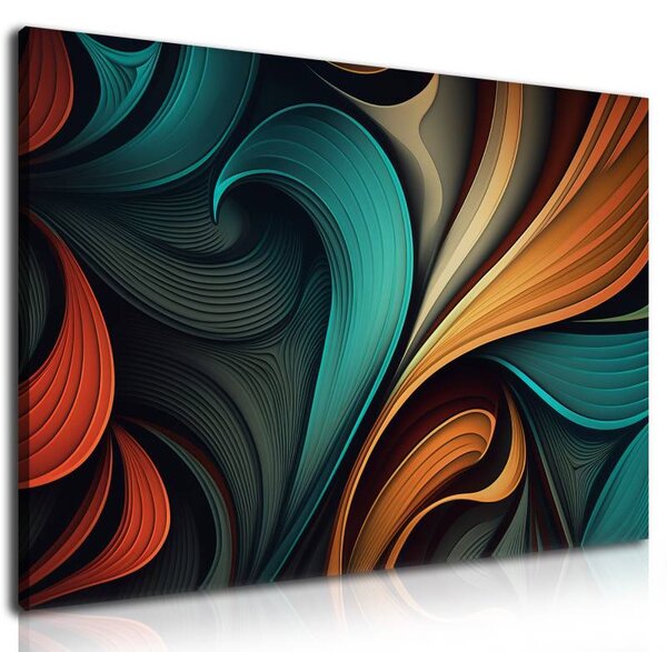 70x40 cm - Színes absztrakt levél formák vászonkép
