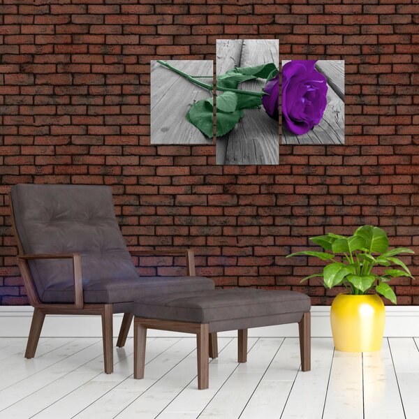 Kép - Lila rózsa zöld szárral (90x60 cm)