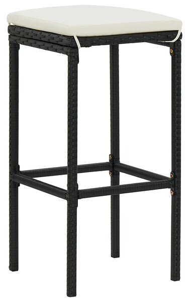 3 db fekete polyrattan bárszék párnával