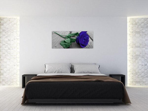 Kép - Kék rózsa zöld szárral (120x50 cm)