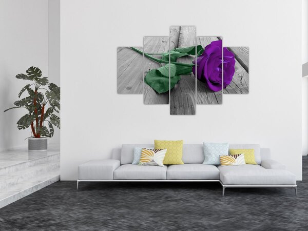 Kép - Lila rózsa zöld szárral (150x105 cm)