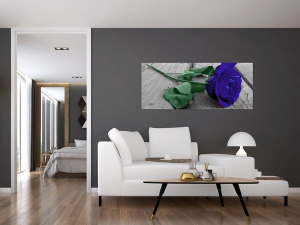 Kép - Kék rózsa zöld szárral (120x50 cm)