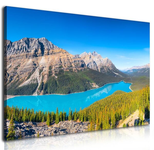 70x40 cm - Türkiz kék tó és hegyek vászonkép