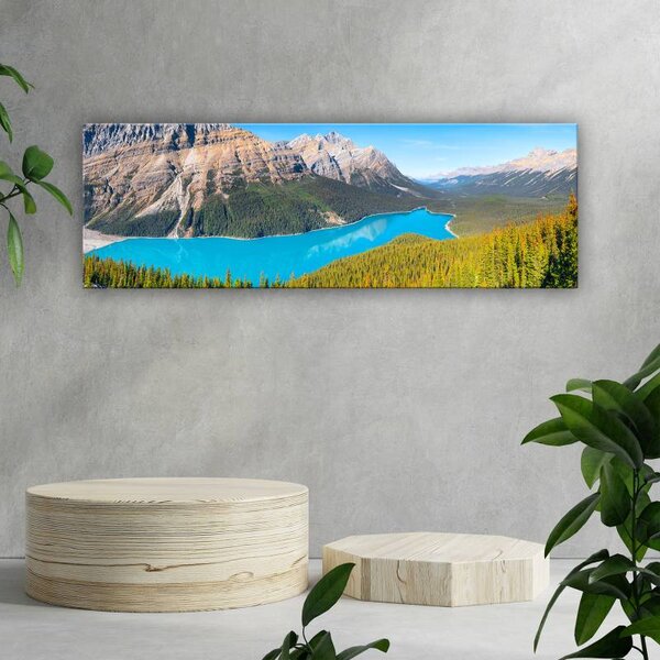 70x40 cm - Türkiz kék tó és hegyek vászonkép