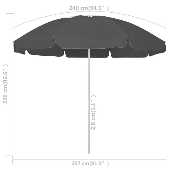 Antracitszürke strandnapernyő 240 cm