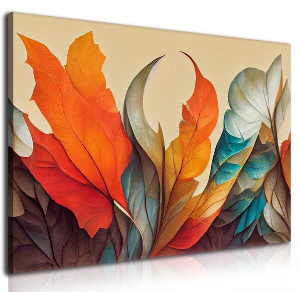 70x40 cm - Színpompás absztrakt falevelek II vászonkép
