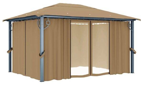Tópszínű alumíniumpavilon függönnyel 400 x 300 cm