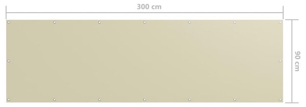 Krémszínű oxford-szövet erkélynapellenző 90 x 300 cm