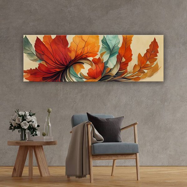 70x40 cm - Színpompás absztrakt falevelek vászonkép