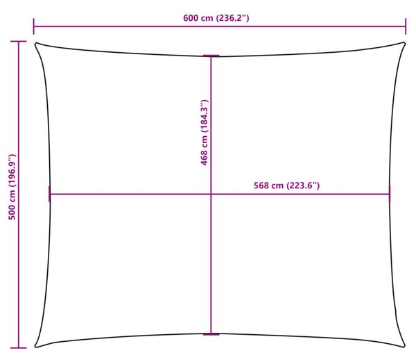 Bézs téglalap alakú oxford-szövet napvitorla 5 x 6 m