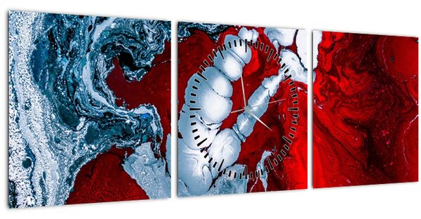 Absztrakt foltok képe (órával) (90x30 cm)