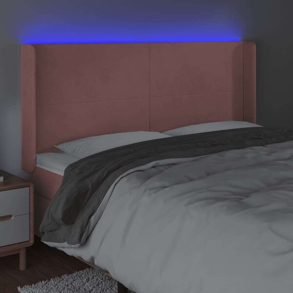 VidaXL LED-es Bársony Fejtámla - Rózsaszín - 183cm