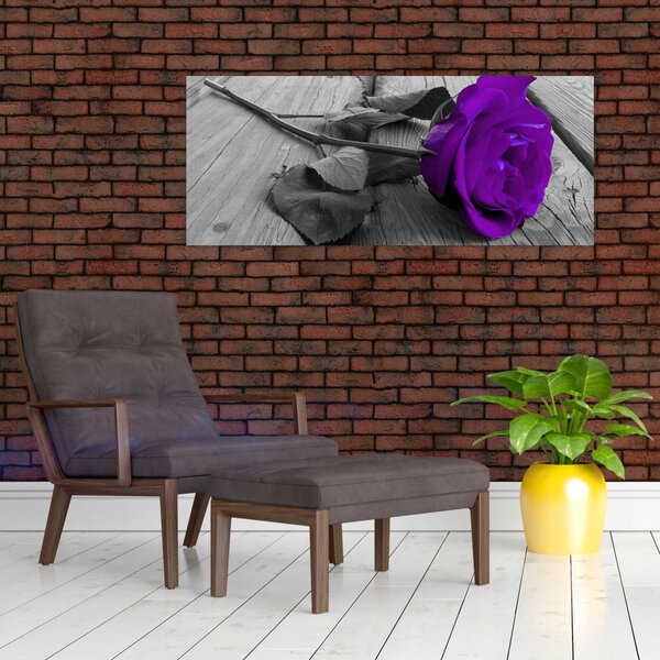 Kép - Lila rózsa zöld szárral (120x50 cm)