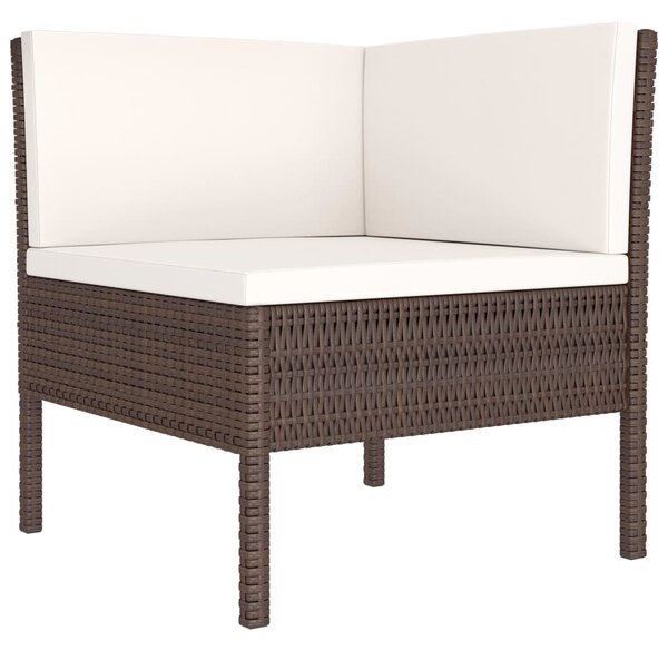 4 részes barna polyrattan kerti bútorszett párnákkal