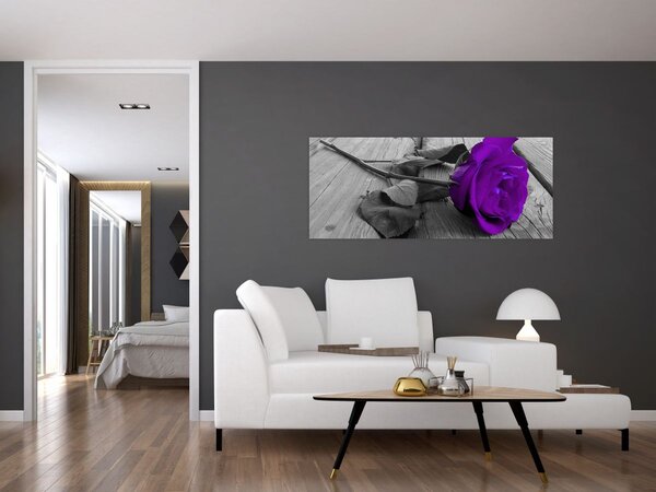 Kép - Lila rózsa zöld szárral (120x50 cm)