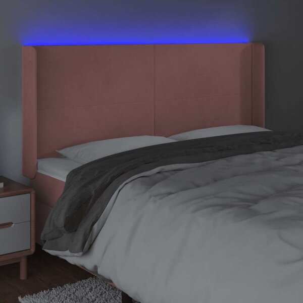 VidaXL LED-es Bársony Fejtámla - Rózsaszín - 183cm