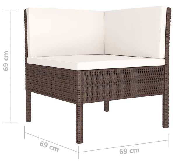 4 részes barna polyrattan kerti bútorszett párnákkal