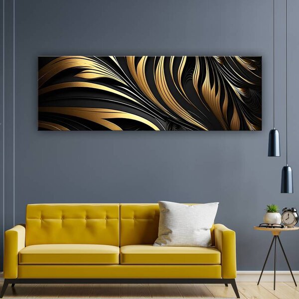 70x40 cm - Arany barna és fekete ívek vászonkép