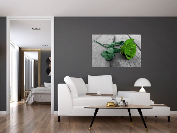 Kép - Zöld rózsa (90x60 cm)