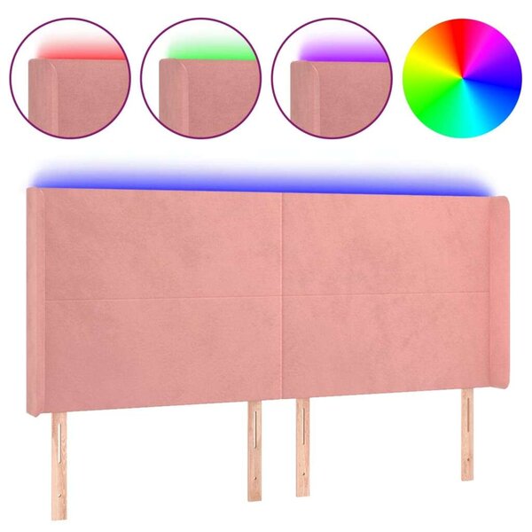 VidaXL LED-es Bársony Fejtámla - Rózsaszín - 183cm