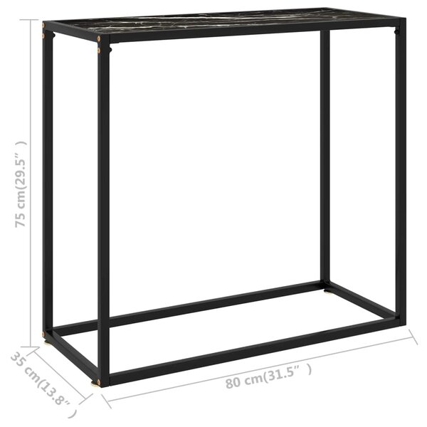 Fekete edzett üveg tálalóasztal 80 x 35 x 75 cm