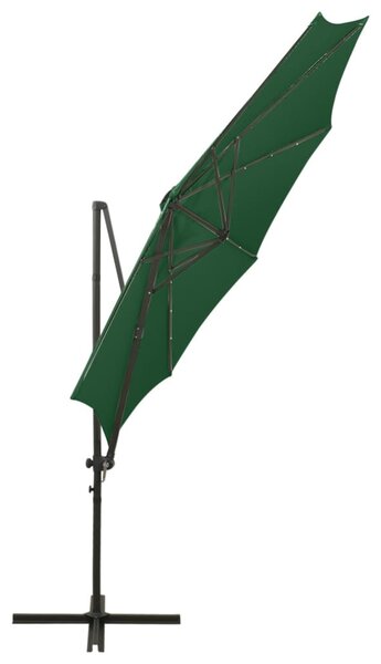 Zöld konzolos napernyő rúddal és LED-fényekkel 300 cm