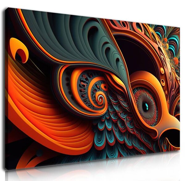 70x40 cm - Absztrakt vörös madár motívum vászonkép
