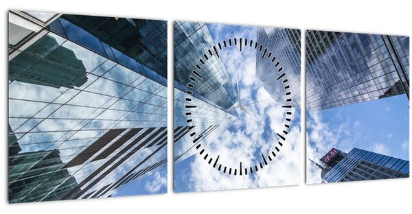 Felhőkarcolók képe (órával) (90x30 cm)