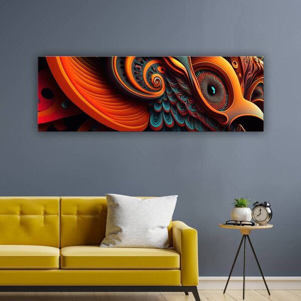 70x40 cm - Absztrakt vörös madár motívum vászonkép
