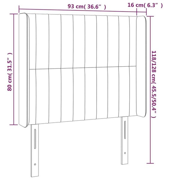VidaXL Ágyfejtámla - Sötétbarna Szövet - LED - 93x16x118/128cm