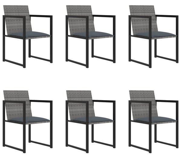 7 részes szürke polyrattan kültéri étkezőgarnitúra párnákkal