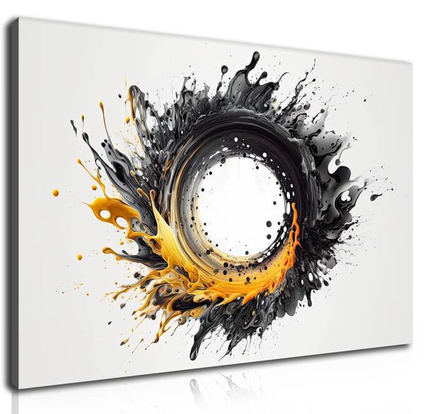 70x40 cm - Sárga - szürke - fekete absztrakt örvény vászonkép