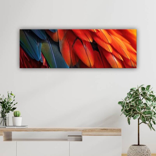 70x40 cm - Piros és kék színes tollak vászonkép