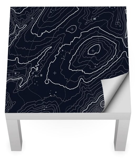 IKEA LACK asztal bútormatrica - sötét topográfiai térkép