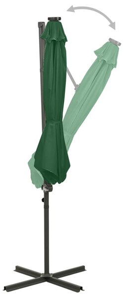 Zöld konzolos napernyő rúddal és LED-fényekkel 300 cm