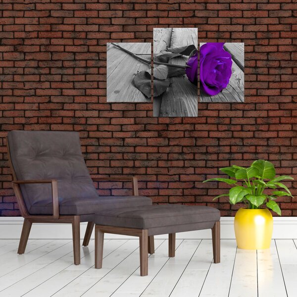 Kép - Lila rózsa zöld szárral (90x60 cm)