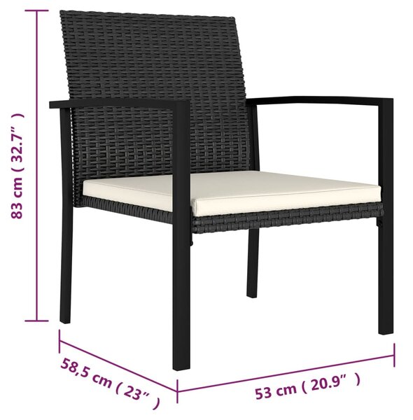 4 db fekete polyrattan kerti étkezőszék