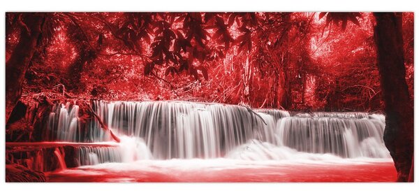 Kép - Vízesés, piros (120x50 cm)