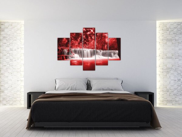 Kép - Vízesés, piros (150x105 cm)