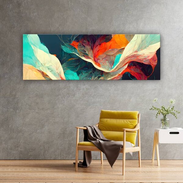 70x40 cm - Kék piros narancs absztrakt háló vászonkép