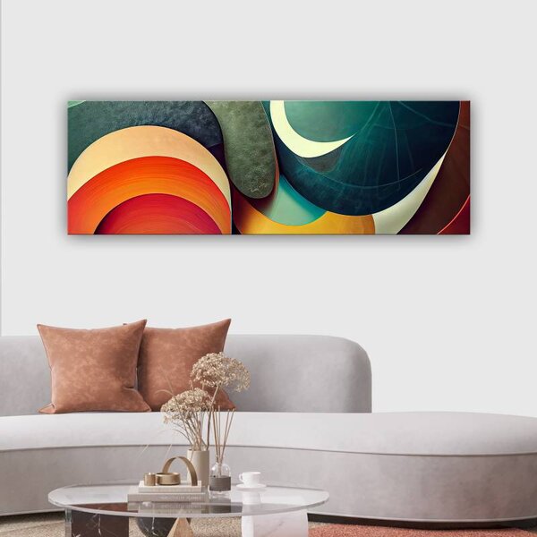 70x40 cm - Színes kék sárga piros absztrakt kör ívek vászonkép