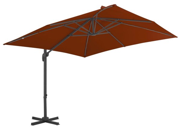 Terrakotta színű konzolos napernyő alumínium rúddal 300x300 cm