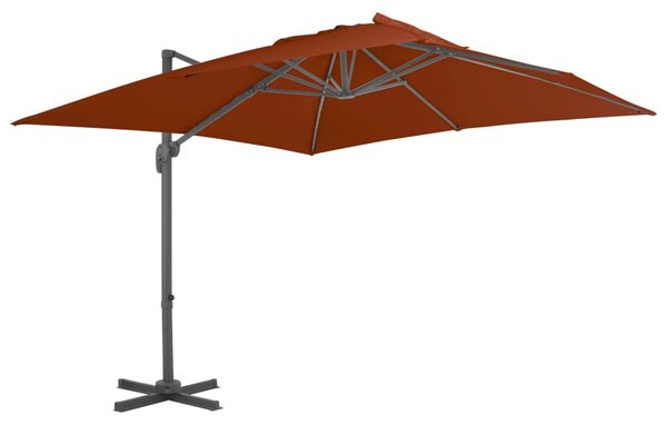 Terrakotta színű konzolos napernyő alumínium rúddal 300x300 cm