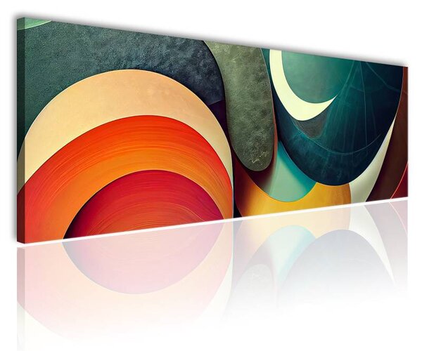 70x40 cm - Színes kék sárga piros absztrakt kör ívek vászonkép