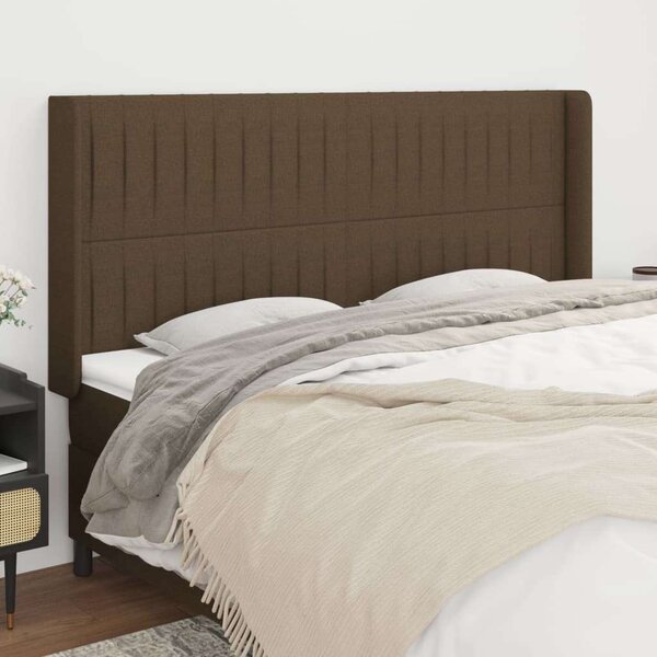VidaXL sötétbarna szövet fejtámla szárnyakkal 203x16x118/128 cm