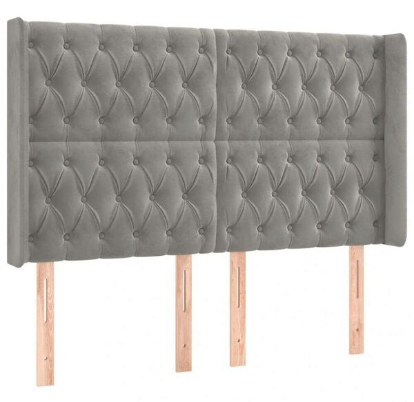 VidaXL világosszürke bársony LED-es fejtámla 147x16x118/128 cm