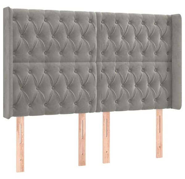 VidaXL világosszürke bársony LED-es fejtámla 147x16x118/128 cm