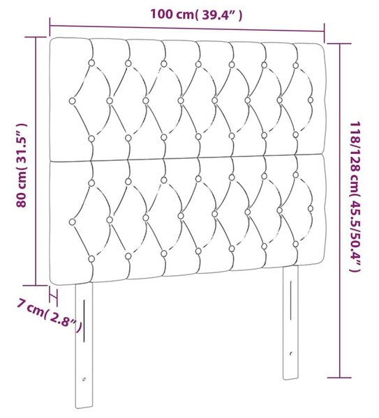 VidaXL sötétkék bársony LED-es fejtámla 100x7x118/128 cm