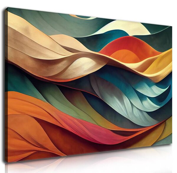 70x40 cm - Különleges színes absztrakt hullámok vászonkép