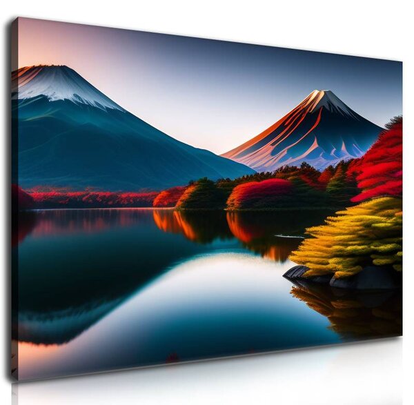 70x40 cm - Hegyek és színes növények vászonkép
